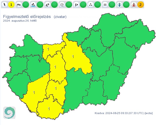 Zivatar, jégeső miatt adtak ki veszélyjelzést