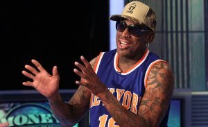 NEW YORK, NY - DECEMBER 09: Dennis Rodman Visits The FOX Business Network at FOX Studios on December 9, 2014 in New York City. (Photo by Laura Cavanaugh/Getty Images)