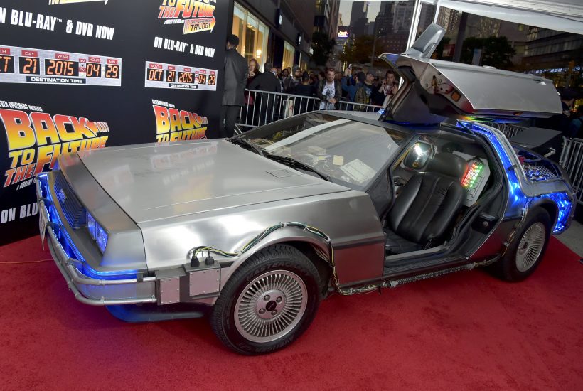 NEW YORK, NY - OCTOBER 21: The "Back To The Future" DeLorean DMC-12 seen at the "Back To The Future" New York special anniversary screening at AMC Loews Lincoln Square on October 21, 2015 in New York City. (Photo by Theo Wargo/Getty Images)