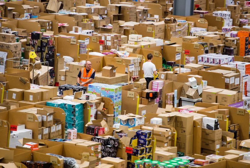 HEMEL HEMPSTEAD, ENGLAND - NOVEMBER 25: The Amazon Fulfilment Centre prepares for Black Friday on November 25, 2015 in Hemel Hempstead, England. Black Friday has now overtaken Cyber Monday as Amazon.co.uk's busiest day with 5.5million items sold on the day last year. (Photo by Jeff Spicer/Getty Images)