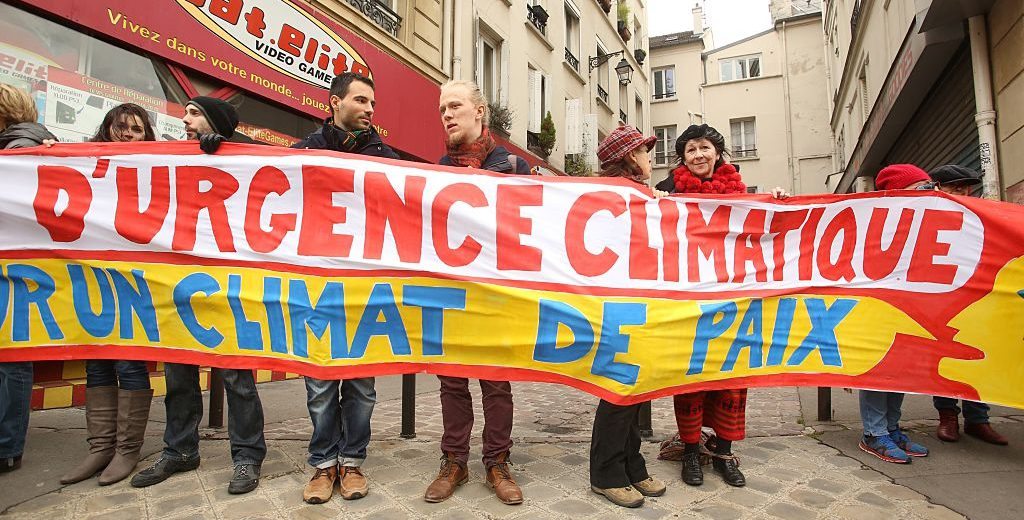 PARIS, FRANCE - NOVEMBER 29: Demonstrators during the forbidden COP21 demonstration on November 29, 2015 in Paris, France. Patrick Aventurier / Getty Images
