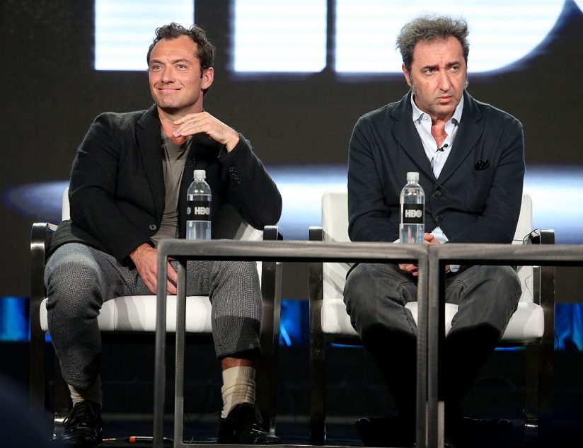 PASADENA, CA - JANUARY 14: Actor Jude Law (L) and director Paolo Sorrentino of the series 'The Young Pope' speak onstage during the HBO portion of the 2017 Winter Television Critics Association Press Tour at the Langham Hotel on January 14, 2017 in Pasadena, California. (Photo by Frederick M. Brown/Getty Images)