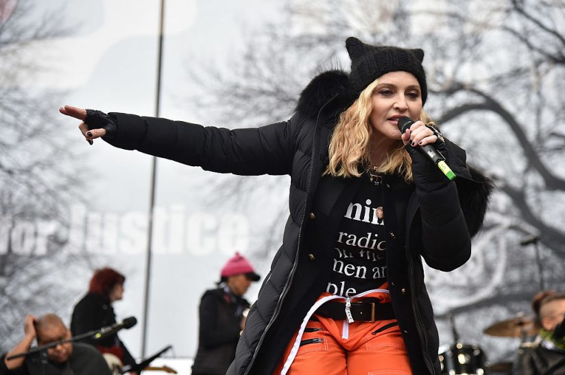 WASHINGTON, DC - JANUARY 21: Madonna performs onstage during the Women's March on Washington on January 21, 2017 in Washington, DC. (Photo by Theo Wargo/Getty Images)