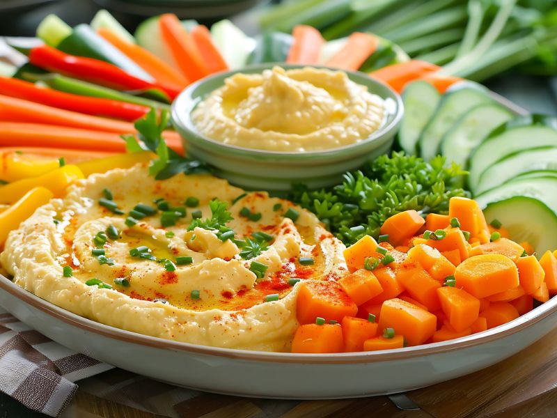 Egészséges nassolnivaló lefekvés előtt a konyhapulton, friss hozzávalókkal