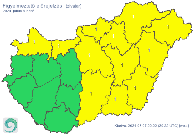 Zivatarok miatt adtak ki veszélyjelzést