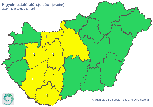 Veszélyjelzés zivatar miatt