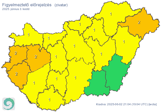 Veszélyjelzés zivatar miatt