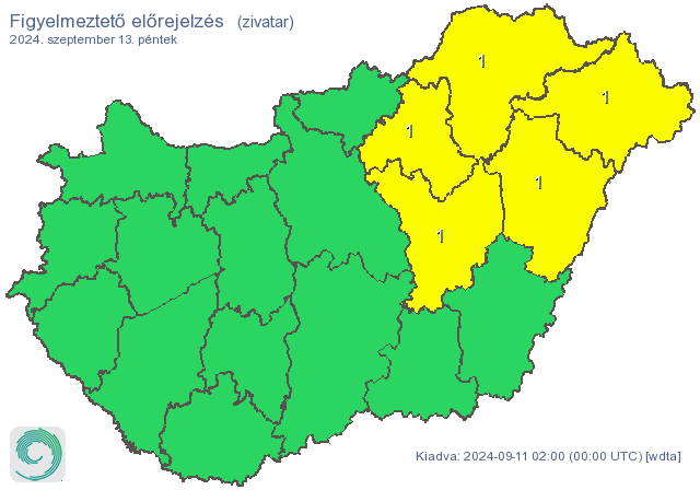 Zivatar miatt adtak ki figyelmeztetést
